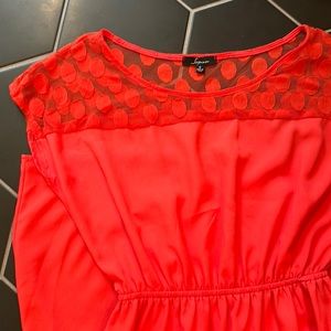 Soprano casual red summer dress with polka dot detailing